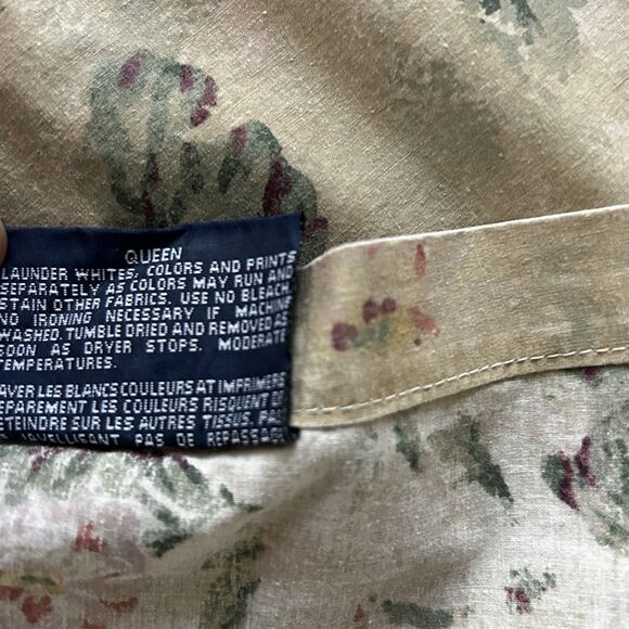 Vintage Ralph Lauren Francesca Queen Flat Sheet Set of 2 Ruffle Sham Tan Floral - Picture 6 of 16